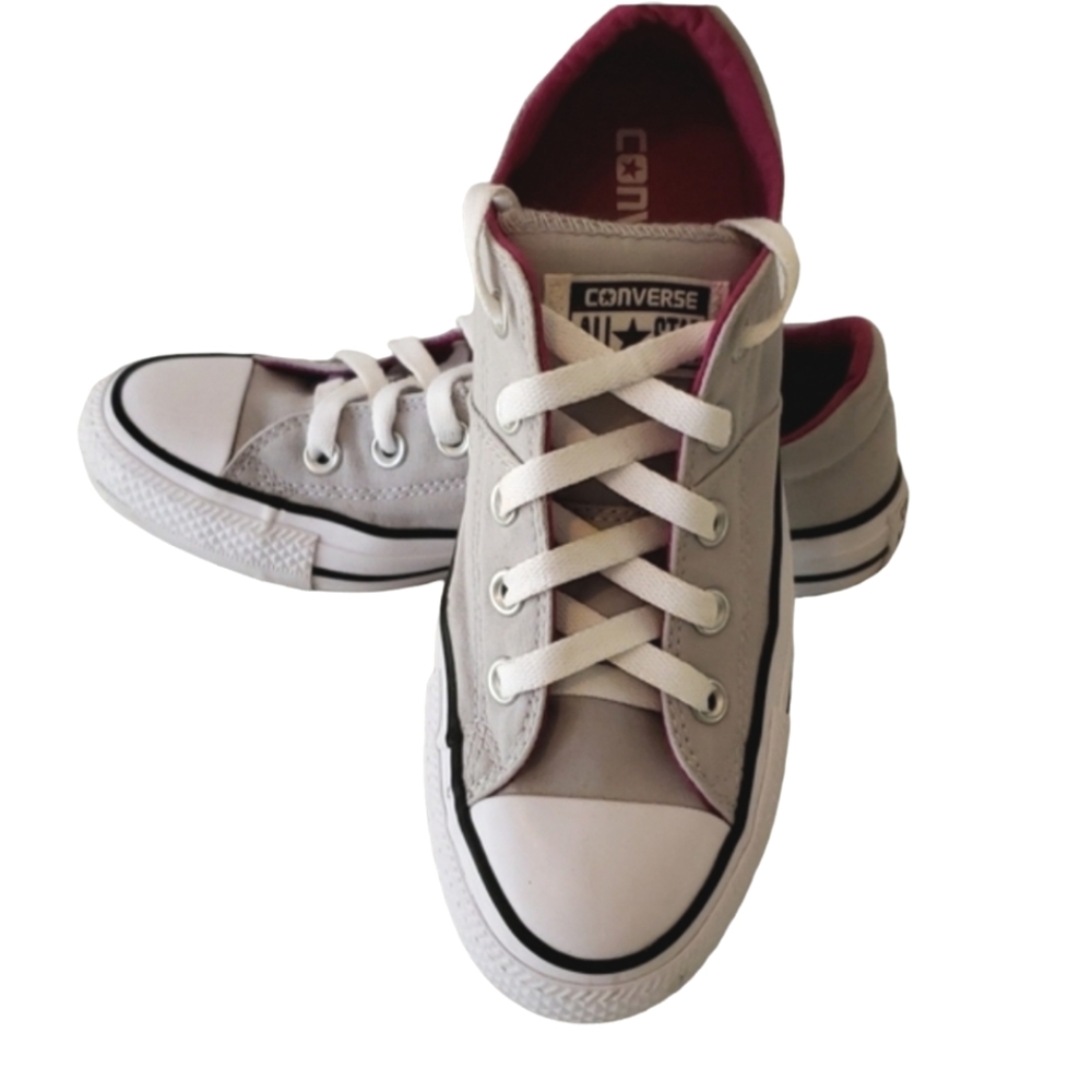 CONVERSE ALL-STAR CANVAS SNEAKERS LACE-UP GRAY/PINK SIZE 6